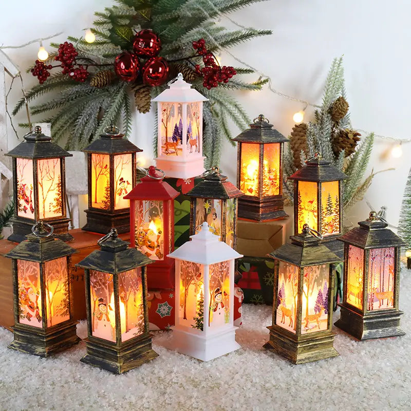 Lampe de décoration de Table de noël rouge et blanc, lampe à piles, père noël bonhomme de neige, cadeau de noël pour enfants