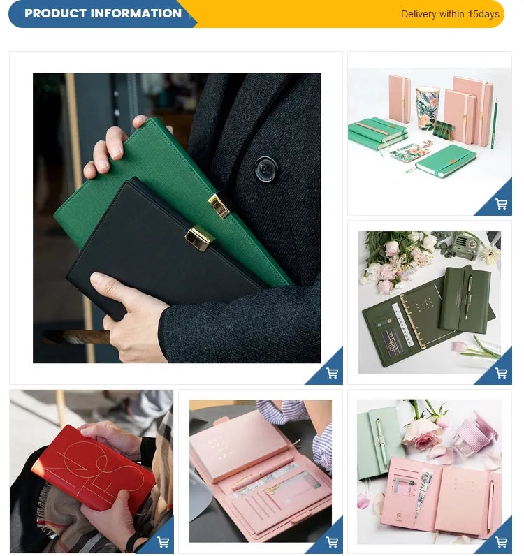 cahier de Journal en cuir PU avec sac à stylo à la main A5 cahier Agenda personnalisé Agenda 2022