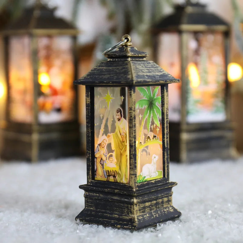 Lampe de décoration de Table de noël rouge et blanc, lampe à piles, père noël bonhomme de neige, cadeau de noël pour enfants