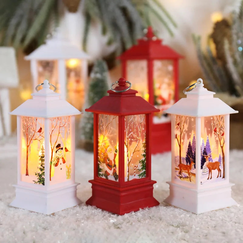 Lampe de décoration de Table de noël rouge et blanc, lampe à piles, père noël bonhomme de neige, cadeau de noël pour enfants