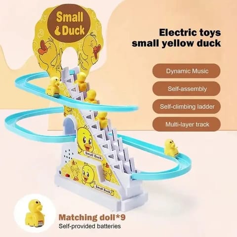Jeux de canards piste fente ensemble jouet fonctionnement sur batterie enfants fente feux de chemin de fer et musique canard escalier escalade jouets