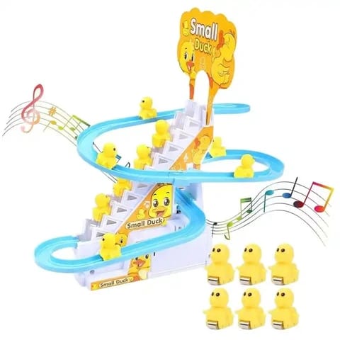 Jeux de canards piste fente ensemble jouet fonctionnement sur batterie enfants fente feux de chemin de fer et musique canard escalier escalade jouets