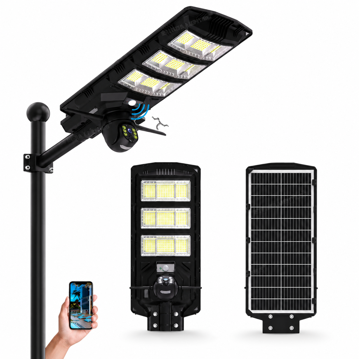 Lampadaire solaire extérieure avec caméra surveillance