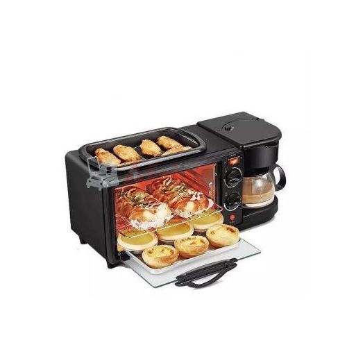Four électrique Multifonction 3 En 1 Grille-pain + Cafetière + Poêle à Frire