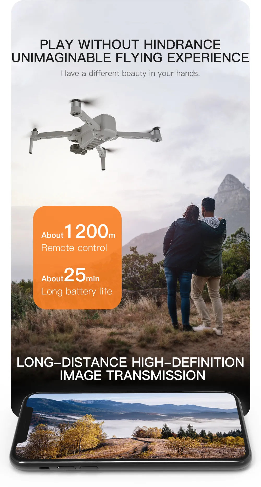 Drone Semi-professionnel Avancé HOSHI KF102 _ GPS HD 6K caméra professionnelle 1200m Transmission