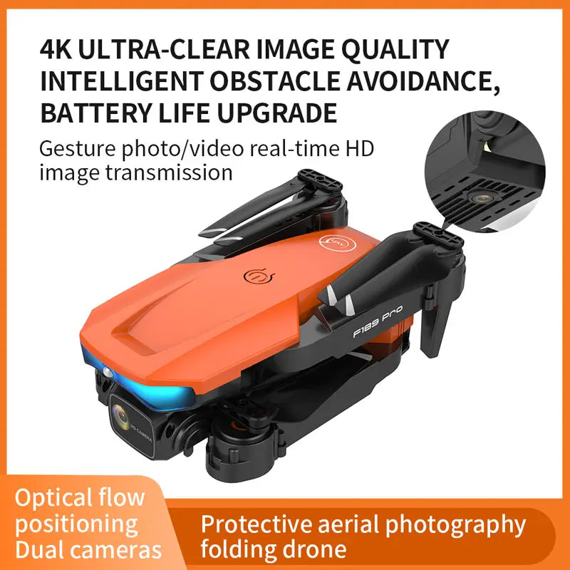 Drone semi-professionnel ZFR F189 PRO avec caméra 4K HD et GPS - 2 batteries d'environ 20 minutes de temps de vol chacune - Comprend un sac de fil pratique -