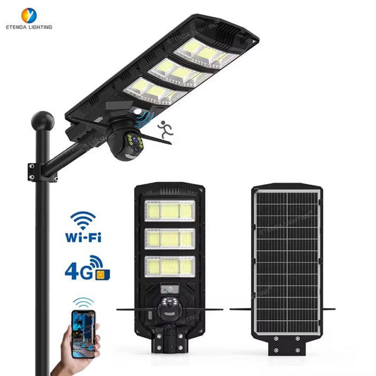 Lumière solaire extérieure avec caméra surveillance