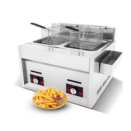 Double Réservoir Gaz Friteuse En Acier Inoxydable Équipement De Restauration Friteuse à Dinde