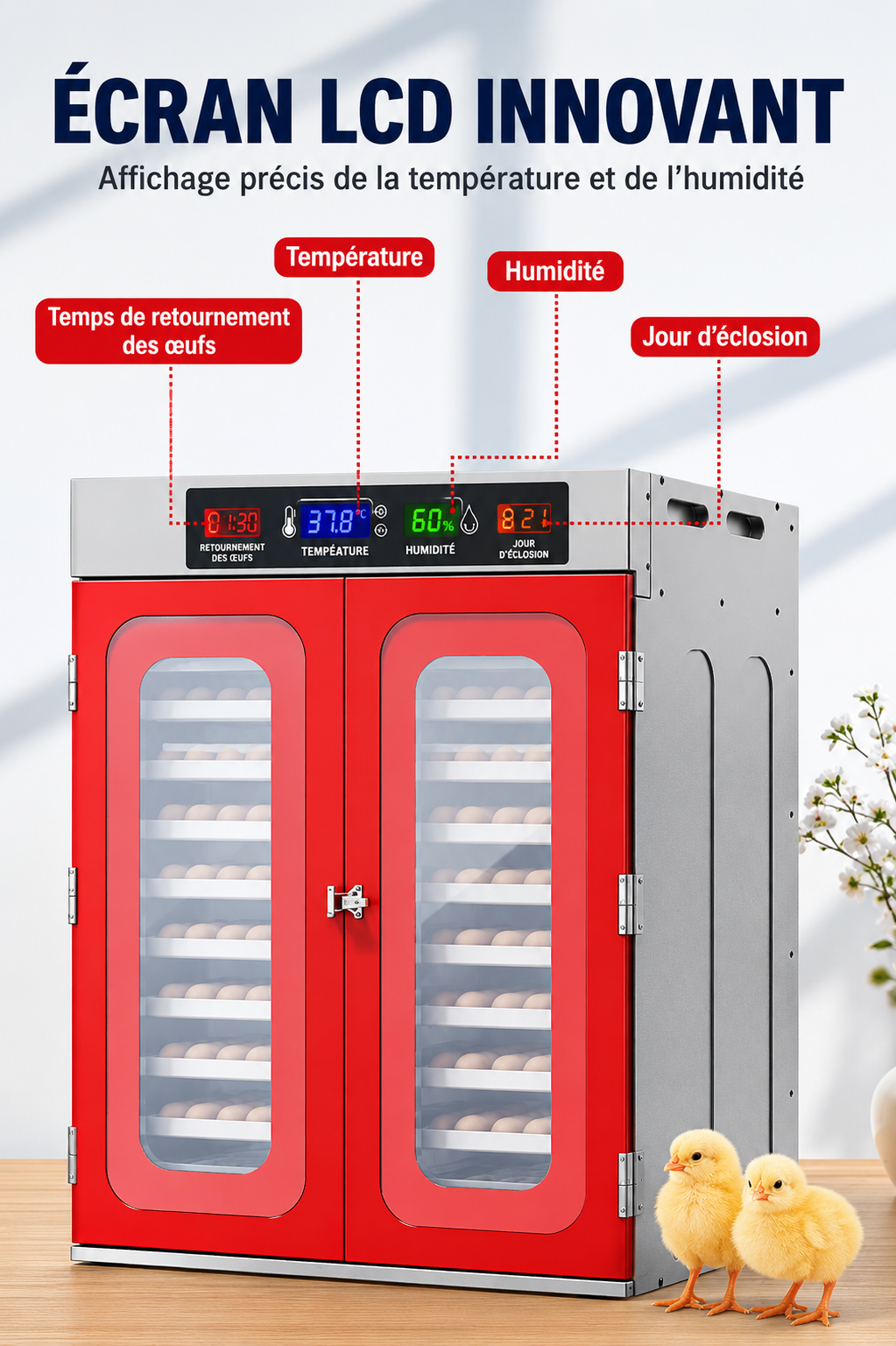 Incubateur Automatique Professionnel HHD – Capacité 1000 Œufs