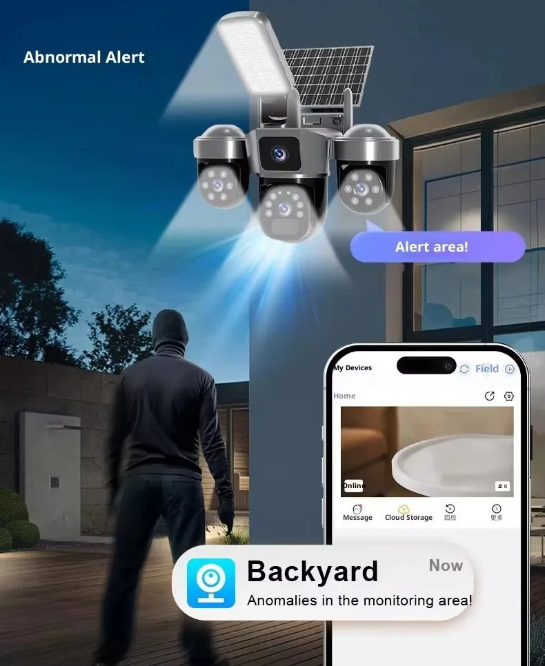 Caméra Solaire PTZ WiFi 15 MP à 3 Objectifs
