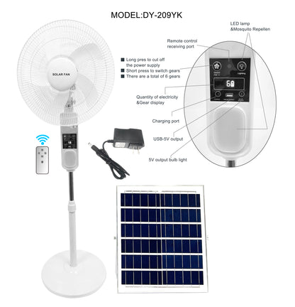 Ventilateur solaire sur pied rechargeable